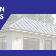 A professional banner from East Lake Metals titled "Protection That Holds Its Finish," showcasing a modern residential building envelope utilizing high-performance PVDF coatings for construction projects.